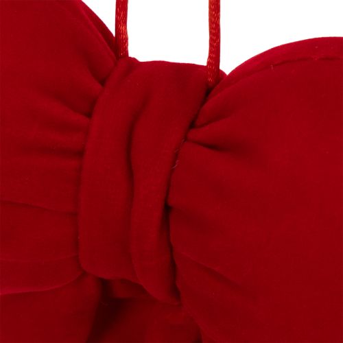 Fabric bow made of flannel with plush trim, for hanging, 15cm | Floristik24.ie