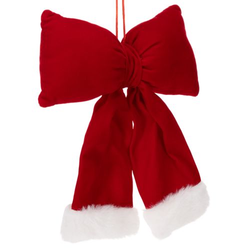 Decorative flannel bow with plush trim for hanging, 25cm buy online | Floristik24.ie