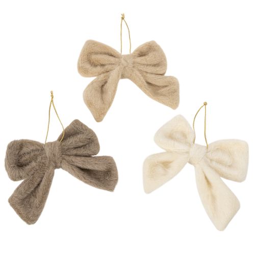 Decorative plush bow with hanger, 16cm, 3 pieces buy online | Floristik24.ie