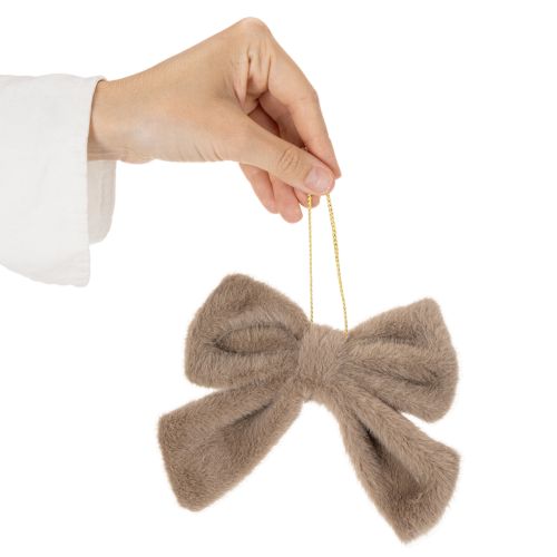 Decorative plush bow with hanger, 16cm, 3 pieces | Floristik24.ie
