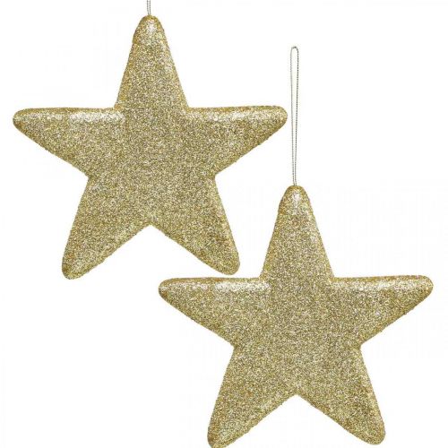 Floristik24 Christmas decoration star pendant golden glitter 18.5cm 4pcs