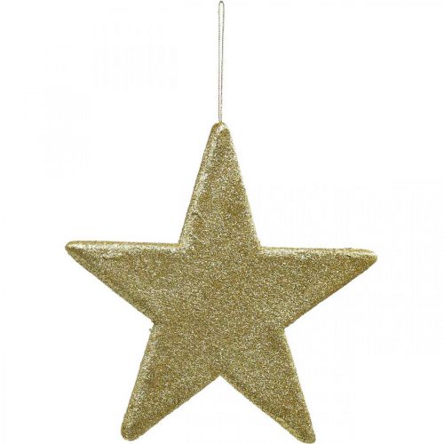 Floristik24 Christmas decoration star pendant golden glitter 30cm 2pcs