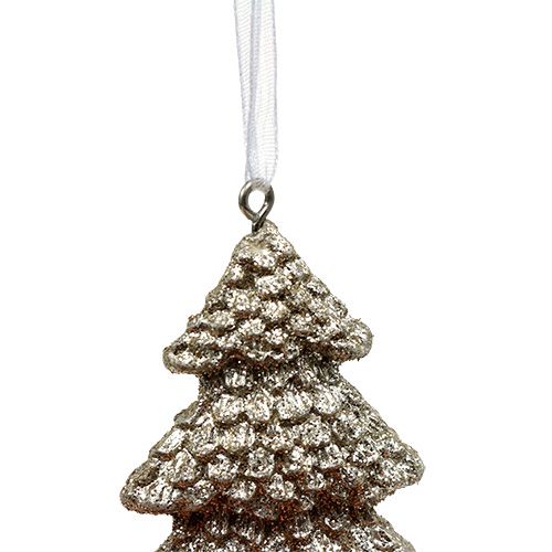 Product Hanger fir with mica 6.5cm champagne 6pcs