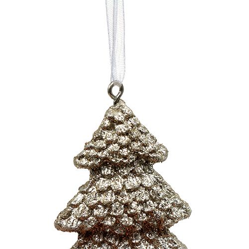 Floristik24 Hanger fir with mica 6.5cm champagne 6pcs