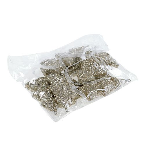 Floristik24 Hanger fir with mica 6.5cm champagne 6pcs