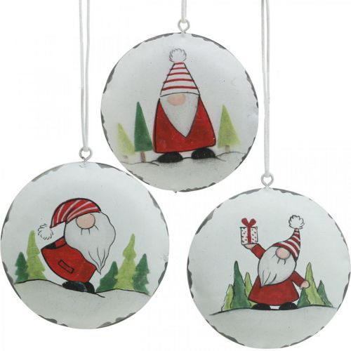 Floristik24 Christmas pendant gnome metal tree decoration Ø8cm 6pcs