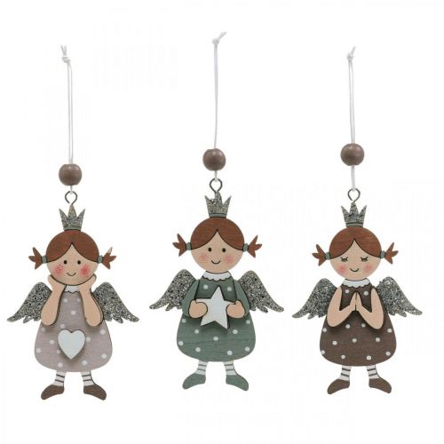 Floristik24 Angel pendant Christmas angel wood decoration 9.5x6.5cm 9pcs