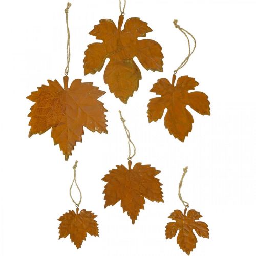 Product Autumn decoration leaves metal rust look maple leaf 6 pieces