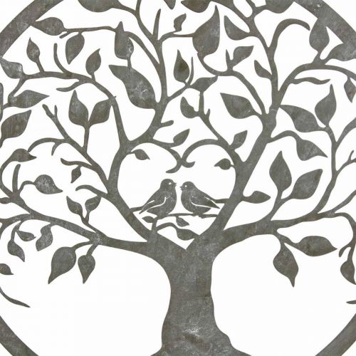 Floristik24 Window decoration spring, hanging decoration metal tree gray Ø25cm 2pcs