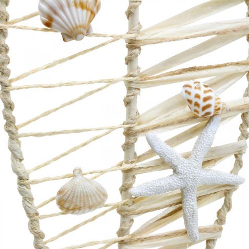 Maritime fish decoration with wickerwork and shells, decoration hanger fish shape nature 38cm | Floristik24.ie
