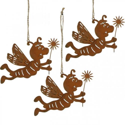 Product Bee to hang up rust deco metal summer decoration 12cm 6pcs