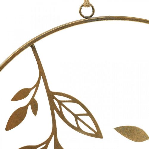 Product Metal wall decoration, hanging, gold, Ø38cm, branches, antique, summer charm