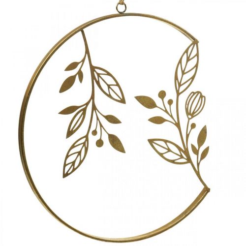 Product Metal wall decoration, hanging, gold, Ø38cm, branches, antique, summer charm