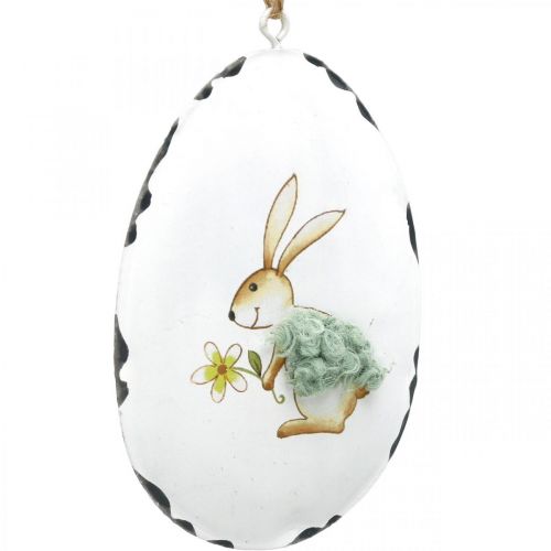 Floristik24 Eggs with bunny, Easter eggs to hang, metal decoration white H10.5cm 4pcs