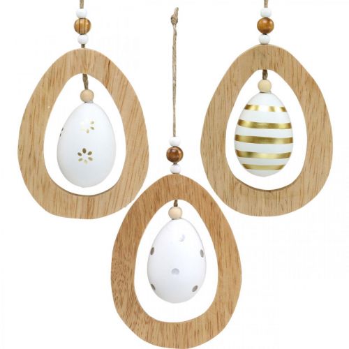 Easter egg to hang up with pattern eggs Easter decoration H12cm 3pcs