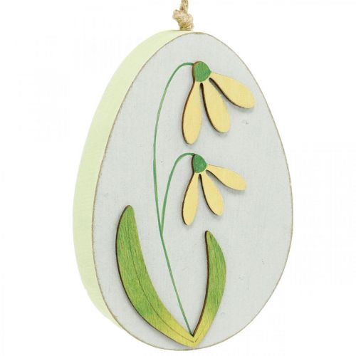 Product Eggs to hang, wooden Easter eggs, flower motif, dandelion snowdrop Winterling H14cm 3pcs