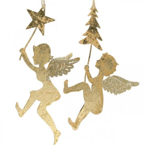Product Angel pendant golden, Christmas angel decoration H20/21.5cm 4pcs