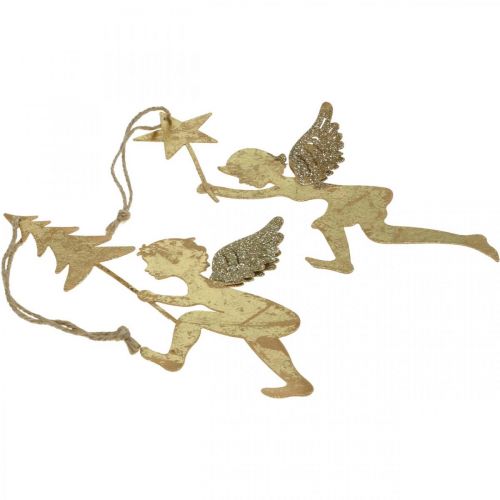 Product Angel pendant golden, Christmas angel decoration H20/21.5cm 4pcs