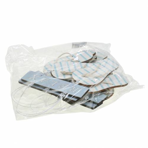 Floristik24 Flip-flops to hang wood light blue 23 × 14cm 6pcs