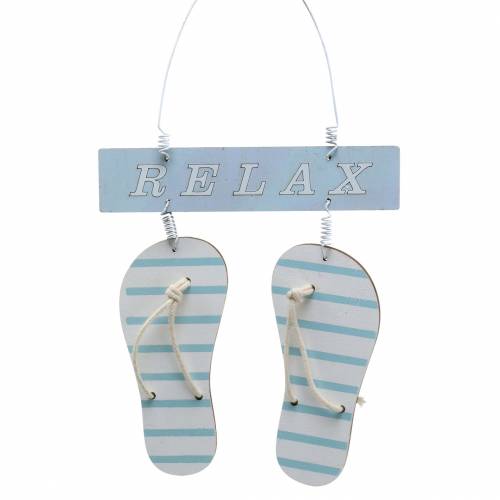 Floristik24 Flip-flops to hang wood light blue 23 × 14cm 6pcs
