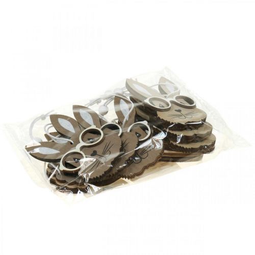 Product Wooden pendant rabbit with glasses carrot brown beige 4×7.5cm 9pcs