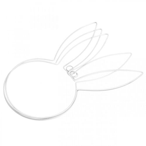 Floristik24 Easter decoration bunny head to hang white metal wreath h40cm 3pcs