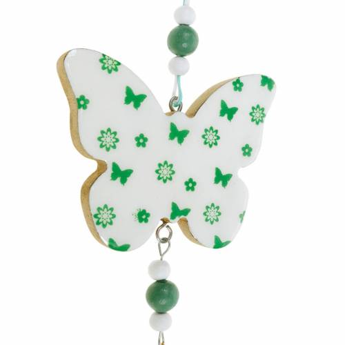 Floristik24 Hanging Decoration Heart Flower Butterfly White, Green Wood Spring Decoration 6 Pcs