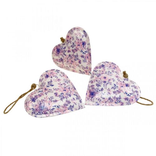 Floristik24 Deco pendant metal heart deco flowers 16x16x2.5cm 3pcs