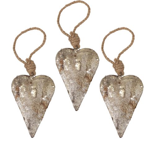 Floristik24 Hanging decoration metal hearts decoration hearts silver 11cm 3pcs