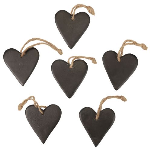 Hanging decoration slate heart decorative hearts black 7cm 6pcs