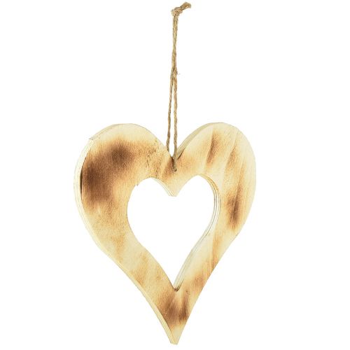 Product Decorative hearts wood for hanging heart in heart burned 20cm 3pcs
