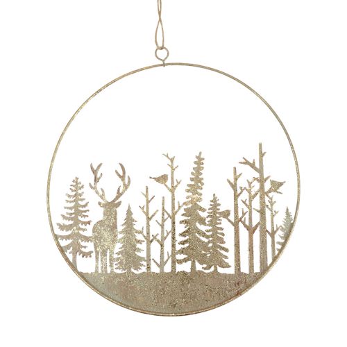 Product Decorative ring metal forest deer decoration vintage gold Ø22.5cm