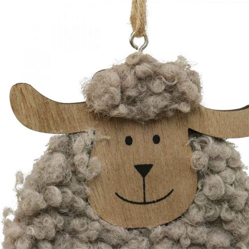 Easter decoration sheep hanger wood fluffy 8.5×1.5×20cm 6pcs