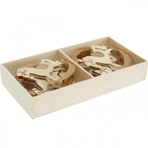 Floristik24 Deco Rocking Horse Christmas Metal Cream Brown 6pcs