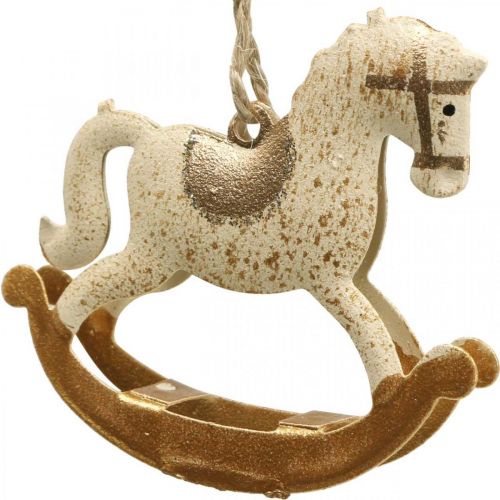 Floristik24 Deco Rocking Horse Christmas Metal Cream Brown 6pcs