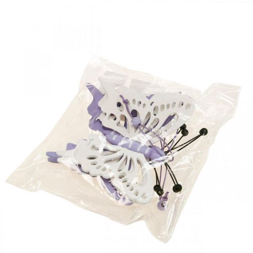 Product Decorative Hanging Butterflies Wood Purple/White 12×11cm 4 pcs