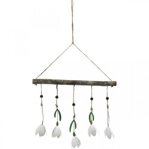 Floristik24 Decorative branch with blossoms, spring, snowdrops for hanging, metal blossoms L48cm W90cm