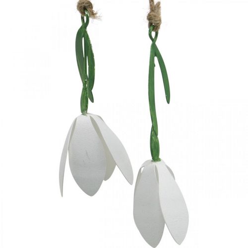 Product Decorative branch with blossoms, spring, snowdrops for hanging, metal blossoms L48cm W90cm
