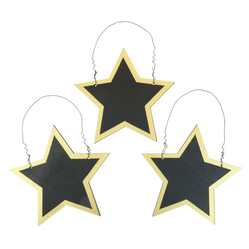 Floristik24 Wooden Stars Black Gold Decoration Hanger Christmas Ø15cm 8 pcs