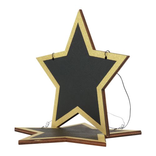 Product Wooden Stars Black Gold Decoration Hanger Christmas Ø15cm 8 pcs