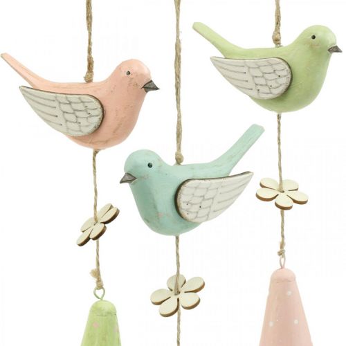 Floristik24 Decorative Birds Wood for hanging Bird with flower Mobile H30cm 3pcs