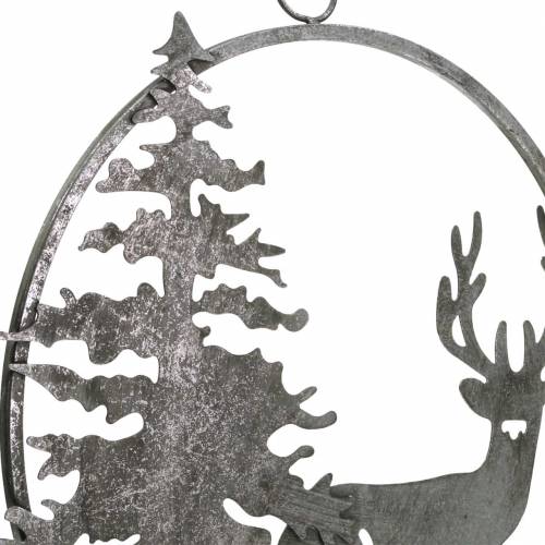 Floristik24 Deco ring reindeer and fir tree antique look silver Ø30cm To hang up