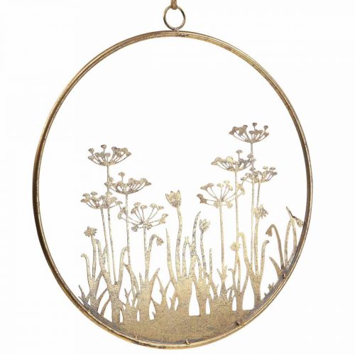 Floristik24 Wall decoration flowers metal decoration for hanging gold antique Ø38cm