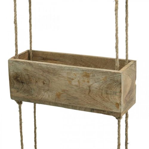 Product Plant boxes on a rope, hanging shelf for planting, wood decoration natural colors L98cm W30cm
