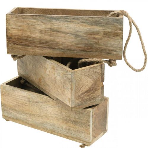 Floristik24 Plant boxes on a rope, hanging shelf for planting, wood decoration natural colors L98cm W30cm