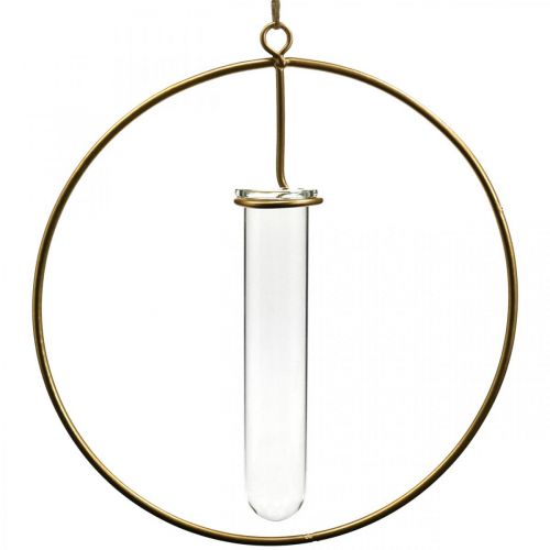 Floristik24 Decorative ring for hanging test tube golden metal Ø16cm 4pcs