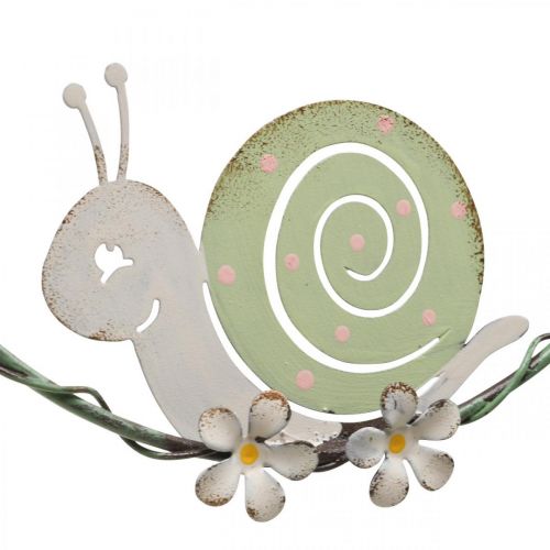 Floristik24 Decorative ring with snail, spring decoration, metal decoration green / pink Ø14.5cm set of 2