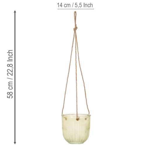 Hanging glass pot, decorative glass pot, retro style, green/brown, 14.5cm, 2 pieces | Floristik24.ie