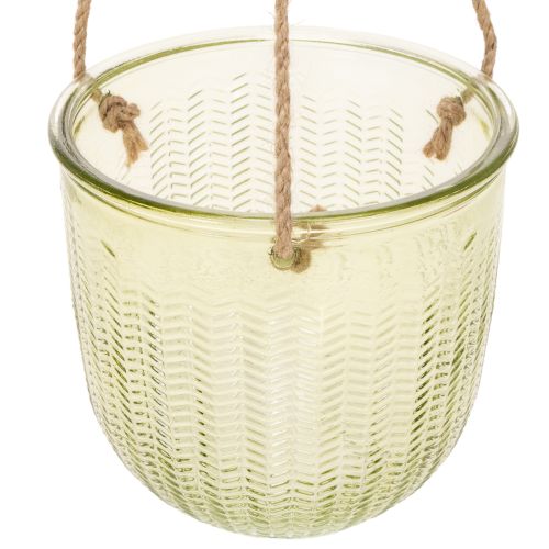 Hanging glass pot, decorative glass pot, retro style, green/brown, 14.5cm, 2 pieces | Floristik24.ie