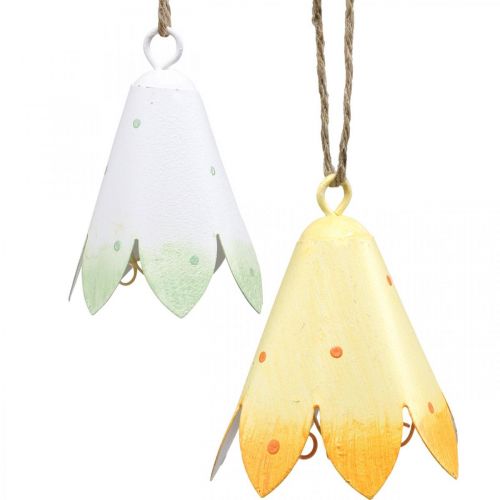 Blossoms hanging around, spring decoration, metal pendant H7.5cm 4pcs